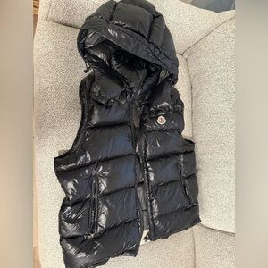 Moncler Shiny Black Hooded Vest